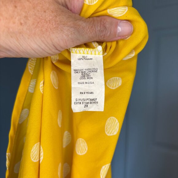 PAPERMOON V-Neck Tunic Long Sleeve Womens 2X Yellow Polka Dot Flowy - Picture 7 of 8